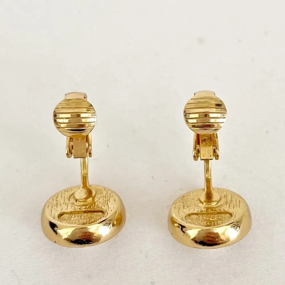 DIOR Vintage Clip-On Pearl Rhinestone Halo Earrings - Picture 4 of 8